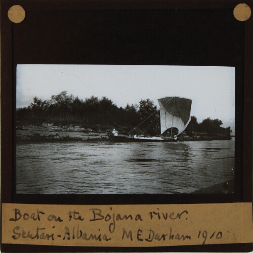 Boat on the Bojana river. Scutari, Albania, 1910