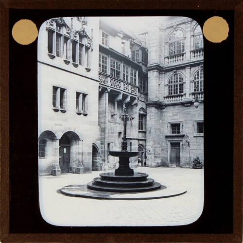 Fountain in square in unidentified German city