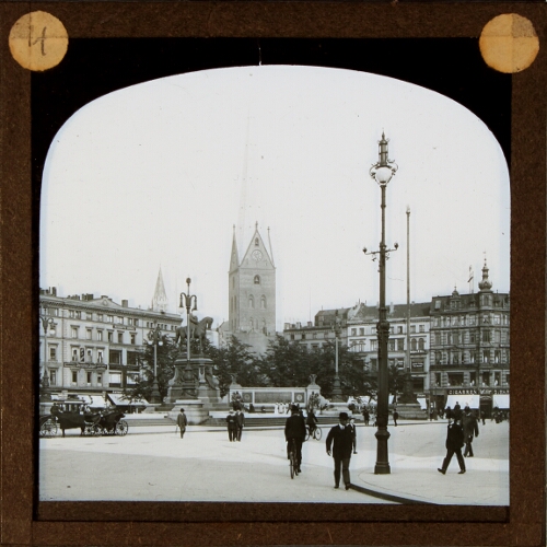Square and church in unidentified German city