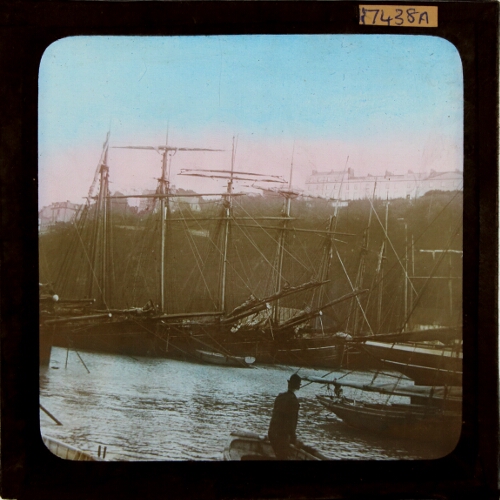 Group of sailing ships moored in Ilfracombe harbour