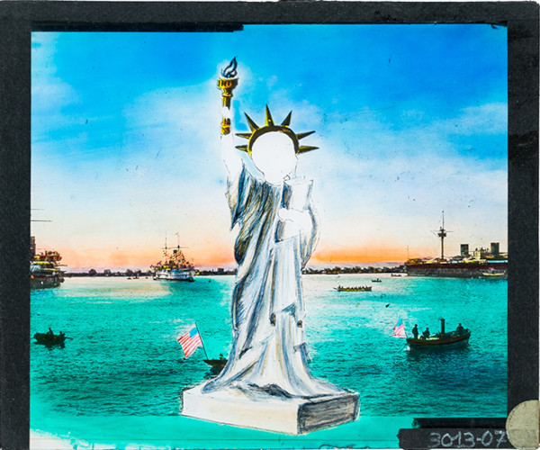 Statue of Liberty with ships