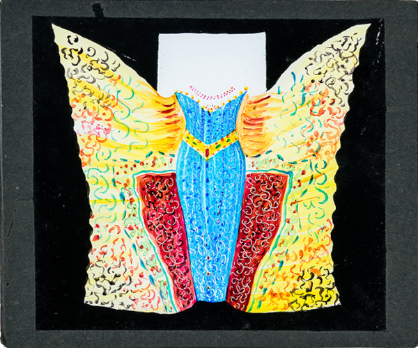 Female figure in butterfly dress without background