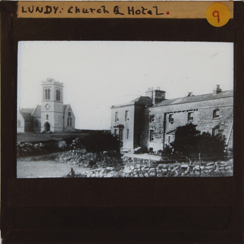 Lundy. Church and Hotel