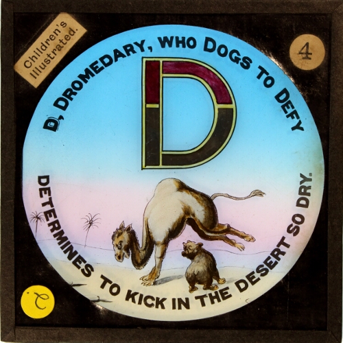 D, Dromedary, who Dogs to Defy / determines to kick in the desert so dry