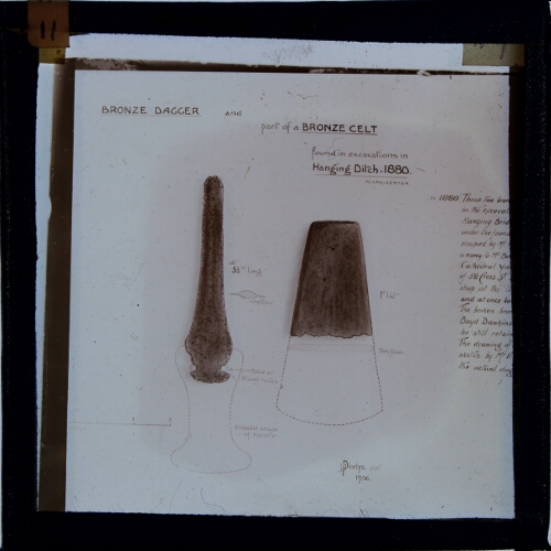 Bronze dagger and part of a bronze celt