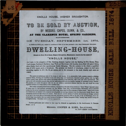 Knolls House Sale Bill 1874
