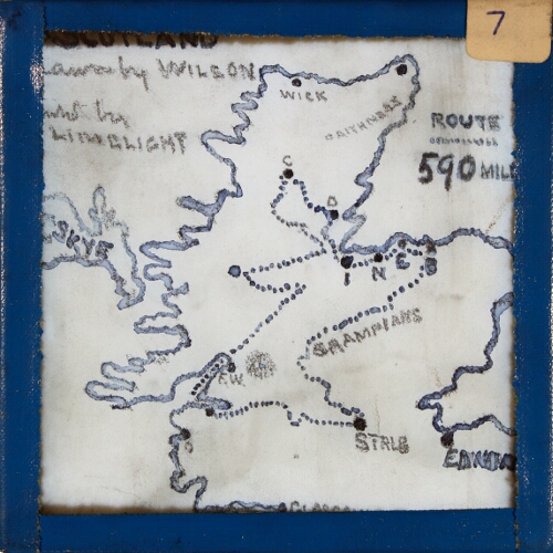 Hand-drawn map of Scotland showing route of tour