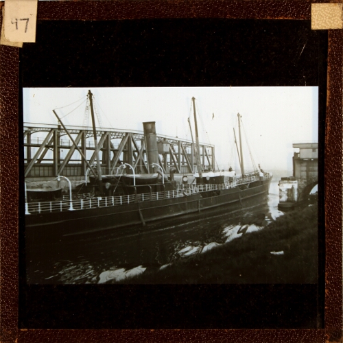 Ship passing through Barton Swing Aqueduct