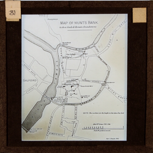 Map of Hunt's Bank, to show finds and Roman foundations