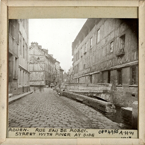 Rouen, Rue Eau de Robec, Street with River at Side