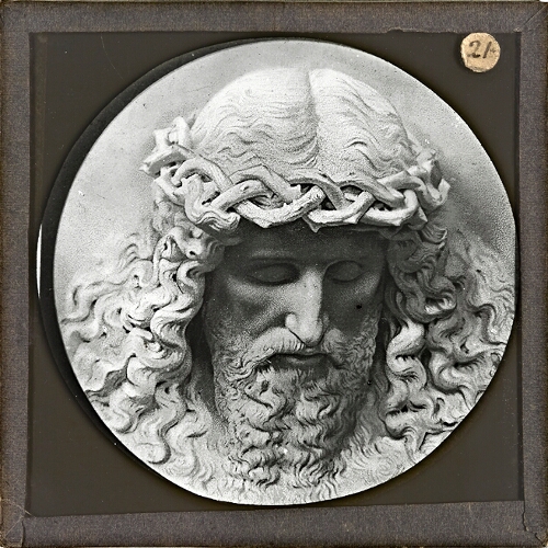 Stone Carved Head of Christ With Crown of Thorns