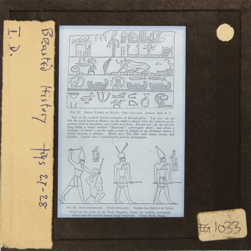 Ebony tablet of Menes, First Dynasty / King Semerkhet (First Dynasty) smites the Beduin of Sinai