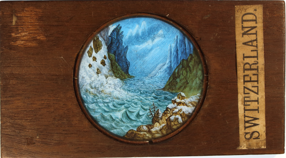 Lake in storm with avalanche – secondary view of slide