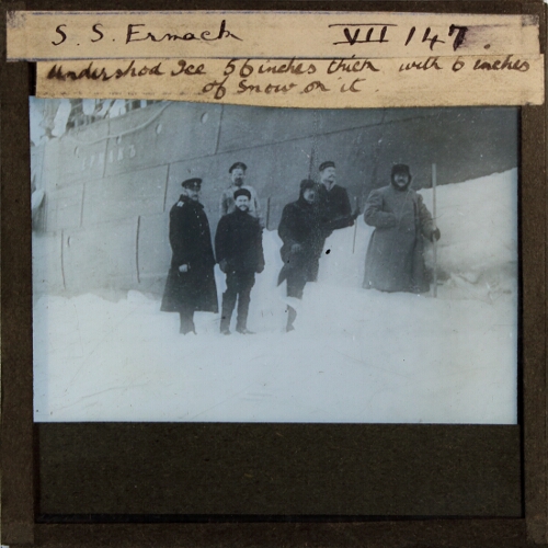 S.S. Ermach -- Undershod Ice 56 inches thick with 6 inches of Snow on it