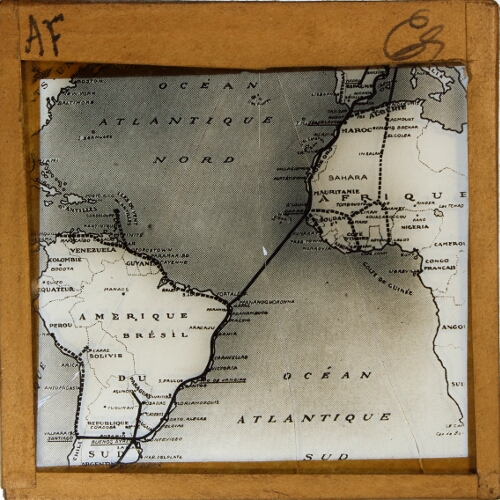 Map of Atlantic Ocean, South America and Africa