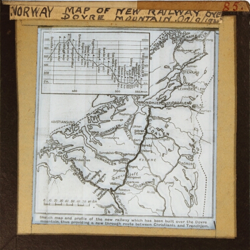 Norway -- Map of new railway over Dovre Mountain