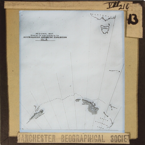 Regional map showing the area covered by the Australasian Antarctic Expedition 1911-14