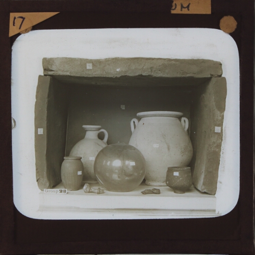 Group of pottery and glass artefacts
