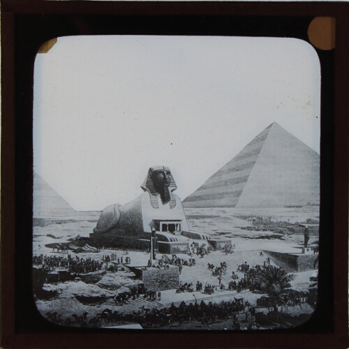 Imaginary drawing of Sphinx and Pyramids