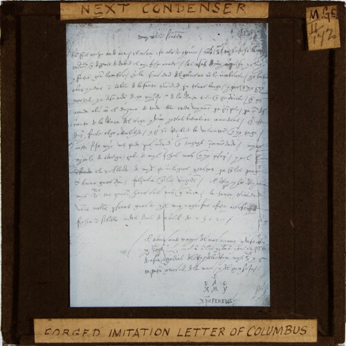 Forged imitation letter of Columbus