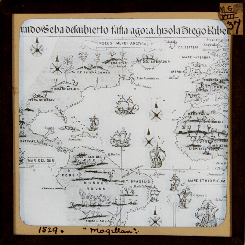 Map of Atlantic Ocean from 1529 map of  the known world