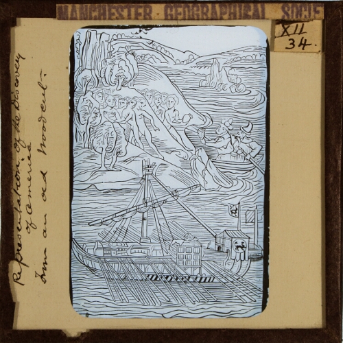 Representation of the Discovery of America from an old Woodcut
