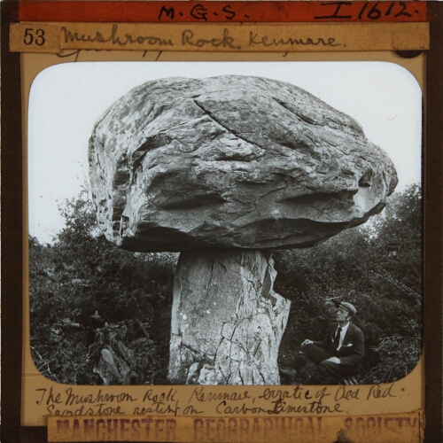 The Mushroom Rock, Kenmare, erratic of Old Red Sandstone resting on Carbon Limestone