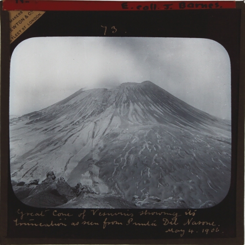 Great Cone of Vesuvius showing its truncation as seen from Punta del Nasone, Somma (4th May, 1906)
