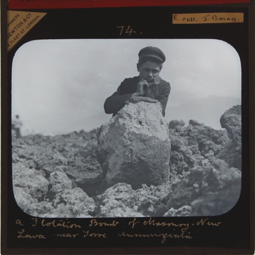 A 'Flotation Bomb' (Johnston-Lavis), with a nucleus of masonry, on new lava near Torre Annunziata (April, 1906)