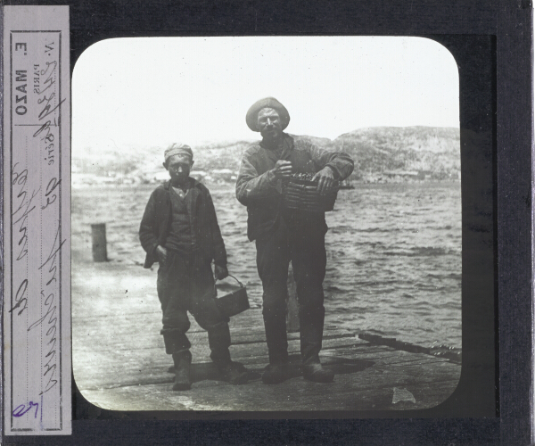 Types de pêcheurs anglais portant des bulôts servant d’appât pour la morue – secondary view of slide