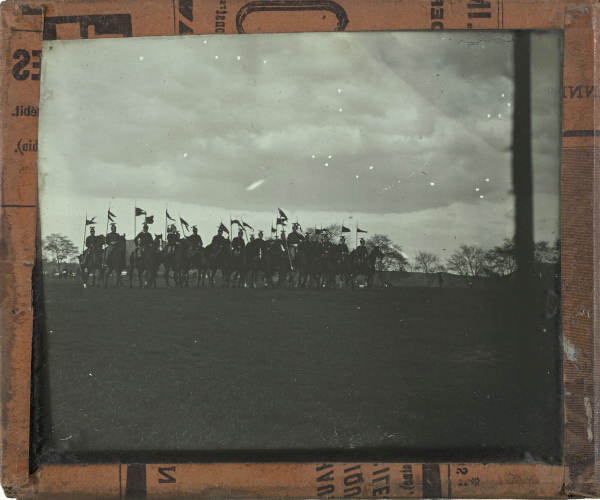 Group of cavalry soldiers on horseback – secondary view of slide