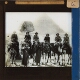 [Six British Army officers riding camels by Sphinx and Pyramids of Gizeh]