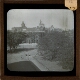 [Buildings and park in unidentified town or city]