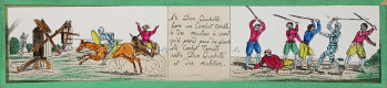 Don Quichotte livre un Combat terrible à des moulins à vent [...] / Combat Terrible entre Don Quichotte et des muletiers
