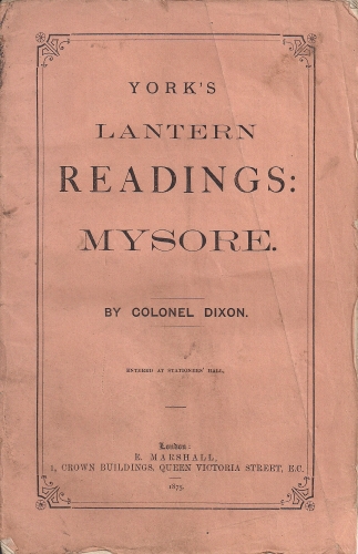 Lantern reading: Mysore (1875)